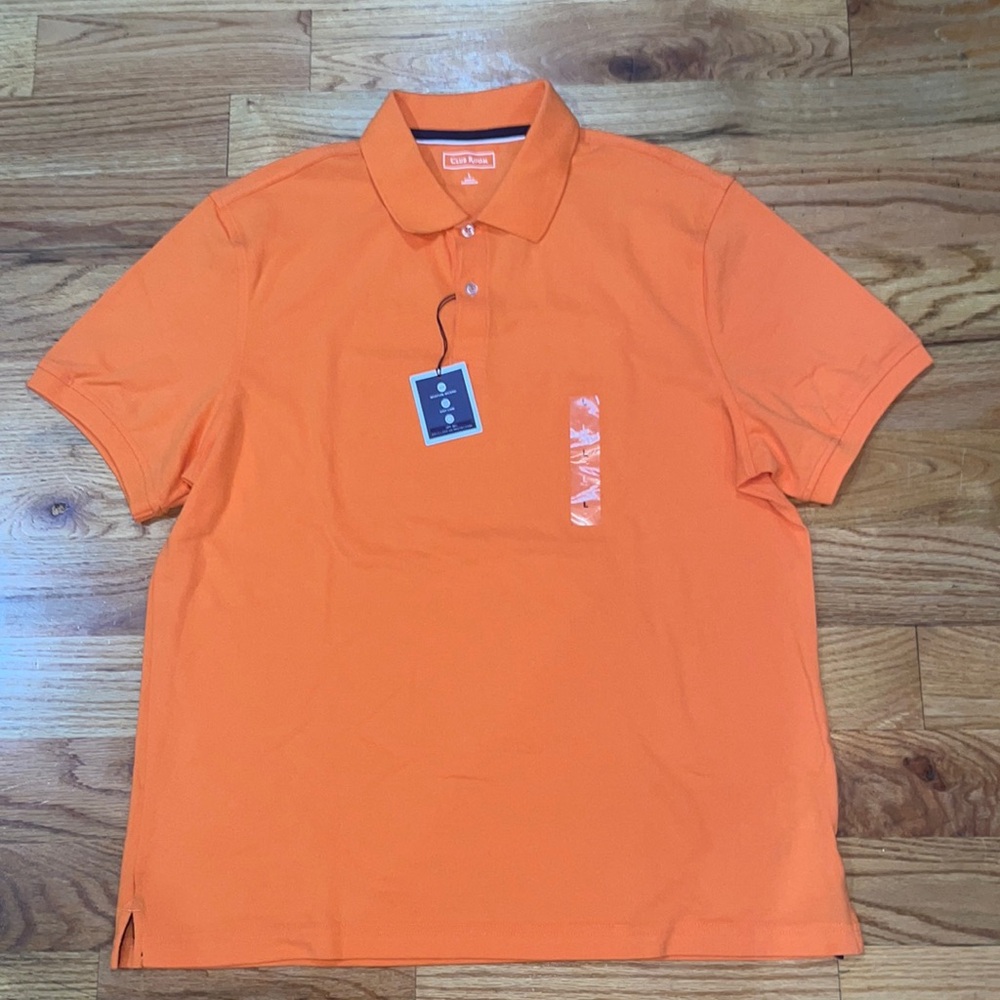 NEW Orange solid Mens CLUB ROOM Polo Shirt sz L